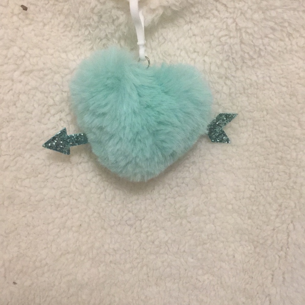 Plush teal heart keychain